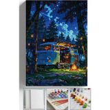 Corvo Sayılarla Boyama Çerçeveli Hobi Seti Numaralı Tuval Fırça Boya Dahil Kasnaklı Kamp 40X50 Cm