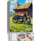 Corvo Sayılarla Boyama Çerçeveli Hobi Seti Numaralı Tuval Fırça Boya Dahil Kasnaklı Motor 40X50 Cm