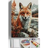 Corvo Sayılarla Boyama Çerçeveli Hobi Seti Numaralı Tuval Fırça Boya Dahil Kasnaklı Tilki 40X50 Cm