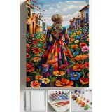 Corvo Sayılarla Boyama Çerçeveli Hobi Seti Numaralı Tuval Fırça Boya Kasnaklı 40X50 Cm Çiçek Tarlası 2