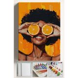 Corvo Sayılarla Boyama Çerçeveli Hobi Seti Numaralı Tuval Fırça Boya Kasnaklı 40X50 Cm Portakal Gözler