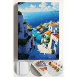 Corvo Sayılarla Boyama Çerçeveli Hobi Seti Numaralı Tuval Fırça Boya Kasnaklı 40X50 Cm YUNAN MERDİVENİ