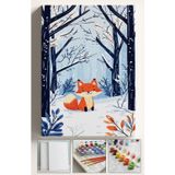 Corvo Sayılarla Boyama Çerçeveli Hobi Seti Numaralı Tuval Fırça Boya Kasnaklı Küçük Tilki Karda 40X50 Cm