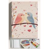Corvo Sayılarla Boyama Çerçeveli Hobi Seti Numaralı Tuval Fırça Boya Kasnaklı Sevgili Kuşlar 40X50 Cm