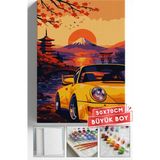 Corvo Sayılarla Boyama Hobi Seti Çerçeveli Numaralı Tuval Fırça Boya Dahil 50X70 (Büyük Boy) cm - Doğan Güneş Araba