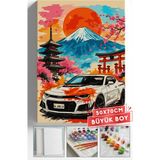 Corvo Sayılarla Boyama Hobi Seti Çerçeveli Numaralı Tuval Fırça Boya Dahil 50X70 (Büyük Boy) cm - Fuji Dağı Camaro