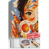 Corvo Sayılarla Boyama Hobi Seti Çerçeveli Numaralı Tuval Fırça Boya Dahil 50X70 (Büyük Boy) cm - Ressam Kız