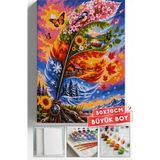Corvo Sayılarla Boyama Hobi Seti Çerçeveli Numaralı Tuval Fırça Boya Dahil 50X70 (Büyük Boy) cm - Tüylü Kalem Mevsimler