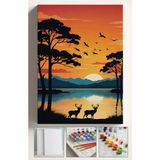 Corvo Sayılarla Boyama Seti Kasnaklı Boyalar ve Fırçalar Dahil 40X50 cm Afrika Geyik