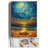 Corvo Sayılarla Boyama Seti Kasnaklı Boyalar ve Fırçalar Dahil 40X5CM Ateş ve Sahil