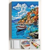 Corvo Sayılarla Boyama Seti Kasnaklı Boyalar ve Fırçalar Dahil 40X5CM Balıkçı Teknesi