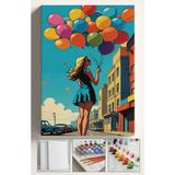 Corvo Sayılarla Boyama Seti Kasnaklı Boyalar ve Fırçalar Dahil 40X5CM Balon Kız