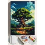Corvo Sayılarla Boyama Seti Kasnaklı Boyalar ve Fırçalar Dahil 40X5CM Büyük Ağaç