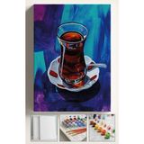 Corvo Sayılarla Boyama Seti Kasnaklı Boyalar ve Fırçalar Dahil 40X5CM Çay Tiryaki