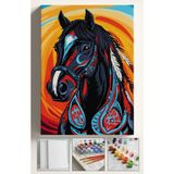 Corvo Sayılarla Boyama Seti Kasnaklı Boyalar ve Fırçalar Dahil 40X5CM Desenli At