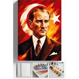 Corvo Sayılarla Boyama Seti Numaralı Tuval Fırça Boya Askı Aparatı Dahil Set 40X50 cm - Ayyıldız Atatürk - 40x50cm