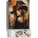 Corvo Sayılarla Boyama Seti Numaralı Tuval Fırça Boya Askı Aparatı Dahil Set 40X50 cm - Cadı - 40x50cm