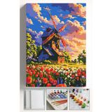 Corvo Sayılarla Boyama Seti Numaralı Tuval Fırça Boya Askı Aparatı Dahil Set 40X50 cm - Eski Değirmen - 40x50cm