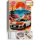 Corvo Sayılarla Boyama Seti Numaralı Tuval Fırça Boya Askı Aparatı Dahil Set 40X50 cm Fuji Dağı Camaro