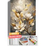 Corvo Sayılarla Boyama Seti Numaralı Tuval Fırça Boya Askı Aparatı Dahil Set 40X50 cm - Gold Lilyumlar - 40x50cm