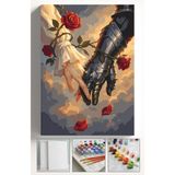 Corvo Sayılarla Boyama Seti Numaralı Tuval Fırça Boya Askı Aparatı Dahil Set 40X50 cm - Güllerin Aşkı - 40x50cm