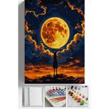 Corvo Sayılarla Boyama Seti Numaralı Tuval Fırça Boya Askı Aparatı Dahil Set 40X50 cm - Güneş ve Kadın - 40x50cm