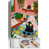 Corvo Sayılarla Boyama Seti Numaralı Tuval Fırça Boya Askı Aparatı Dahil Set 40X50 cm Küvette Kedi