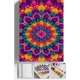 Corvo Sayılarla Boyama Seti Numaralı Tuval Fırça Boya Askı Aparatı Dahil Set 40X50 cm - Mandala - 40x50cm