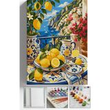 Corvo Sayılarla Boyama Seti Numaralı Tuval Fırça Boya Askı Aparatı Dahil Set 40X50 cm - Manzara Limon Ağacı - 40x50cm