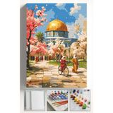 Corvo Sayılarla Boyama Seti Numaralı Tuval Fırça Boya Askı Aparatı Dahil Set 40X50 cm - Mescidi Aksa Bahçe - 40x50cm