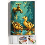 Corvo Sayılarla Boyama Seti Numaralı Tuval Fırça Boya Askı Aparatı Dahil Set 40X50 cm - Musluk ve Ördek - 40x50cm