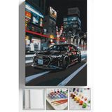 Corvo Sayılarla Boyama Seti Numaralı Tuval Fırça Boya Askı Aparatı Dahil Set 40X50 cm - Siyah Araba