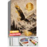 Corvo Sayılarla Boyama Seti Numaralı Tuval Fırça Boya Askı Aparatı Dahil Set 40X50 cm - Süzülen Kartal - 40x50cm
