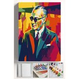 Corvo Sayılarla Boyama Seti Numaralı Tuval Fırça Boya Askı Aparatı Dahil Set 40X50 cm - Takım Elbise Atatürk - 40x50cm