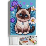 Corvo Sayılarla Boyama Seti Numaralı Tuval Fırça Boya Askı Aparatı Dahil Set 40X50 cm - Tasmalı Kedi - 40x50cm