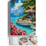 Corvo Sayılarla Boyama Seti Numaralı Tuval Fırça Boya Askı Aparatı Dahil Set 40X50 cm - Tekne ve Bambu Ev - 40x50cm
