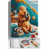 Corvo Sayılarla Boyama Seti Numaralı Tuval Fırça Boya Askı Aparatı Dahil Set 40X50 cm - Telefonlu Kapipara - 40x50cm