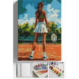 Corvo Sayılarla Boyama Seti Numaralı Tuval Fırça Boya Askı Aparatı Dahil Set 40X50 cm - Tenis Kızı - 40x50cm