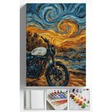 Corvo Sayılarla Boyama Seti Numaralı Tuval Fırça Boya Askı Aparatı Dahil Set 40X50 cm - Yıldızlı Gece Motor - 40x50cm