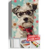 Corvo Sayılarla Boyama Seti Numaralı Tuval Fırça Boya Askı Aparatı Dahil Set 50X70 cm - Beyaz Süs Köpeği