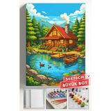 Corvo Sayılarla Boyama Seti Numaralı Tuval Fırça Boya Askı Aparatı Dahil Set 50X70 cm - Gölet Evi