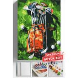 Corvo Sayılarla Boyama Seti Numaralı Tuval Fırça Boya Askı Aparatı Dahil Set 50X70 cm - Golf Çantası
