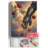 Corvo Sayılarla Boyama Seti Numaralı Tuval Fırça Boya Askı Aparatı Dahil Set 50X70 cm - Güllerin Aşkı