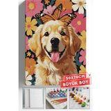 Corvo Sayılarla Boyama Seti Numaralı Tuval Fırça Boya Askı Aparatı Dahil Set 50X70 cm - Kelebekli Golden