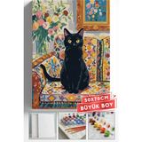 Corvo Sayılarla Boyama Seti Numaralı Tuval Fırça Boya Askı Aparatı Dahil Set 50X70 cm - Koltuk ve Kedi
