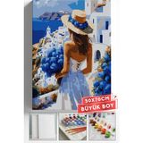 Corvo Sayılarla Boyama Seti Numaralı Tuval Fırça Boya Askı Aparatı Dahil Set 50X70 cm - Mavi Bodrum