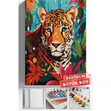 Corvo Sayılarla Boyama Seti Numaralı Tuval Fırça Boya Askı Aparatı Dahil Set 50X70 cm - Mavi Göz Kaplan