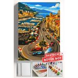 Corvo Sayılarla Boyama Seti Numaralı Tuval Fırça Boya Askı Aparatı Dahil Set 50X70 cm - Monaco