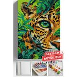 Corvo Sayılarla Boyama Seti Numaralı Tuval Fırça Boya Askı Aparatı Dahil Set 50X70 cm - Tek Göz Leopar