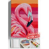 Corvo Sayılarla Boyama Seti Numaralı Tuval Fırça Boya Askı Aparatı Dahil Set 50X70 cm - Turuncu Flamingo
